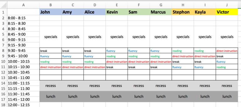 Creating a Classroom Excel Schedule - The Autism Helper