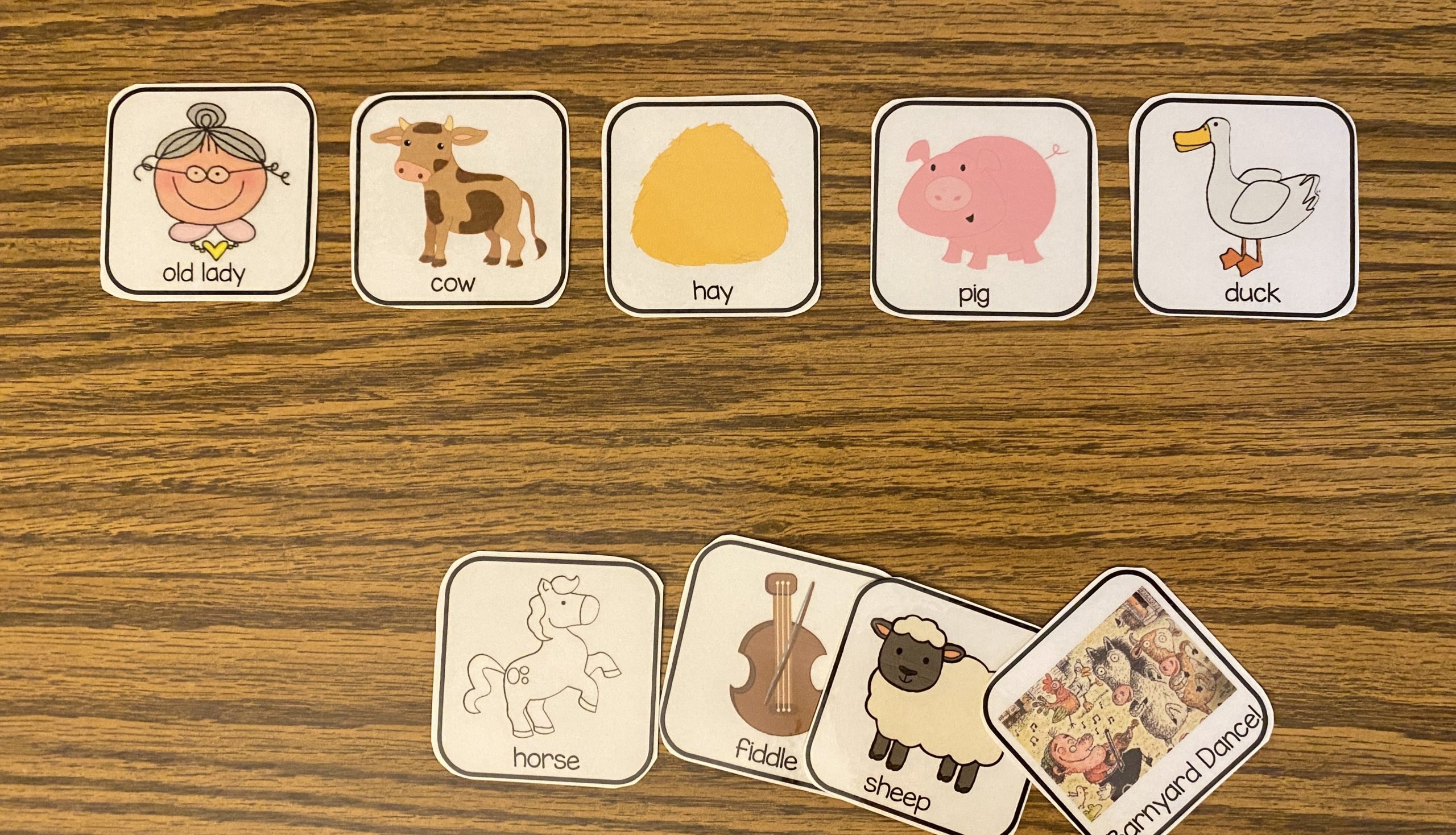 old lady who swallowed a cow sequencing pictures