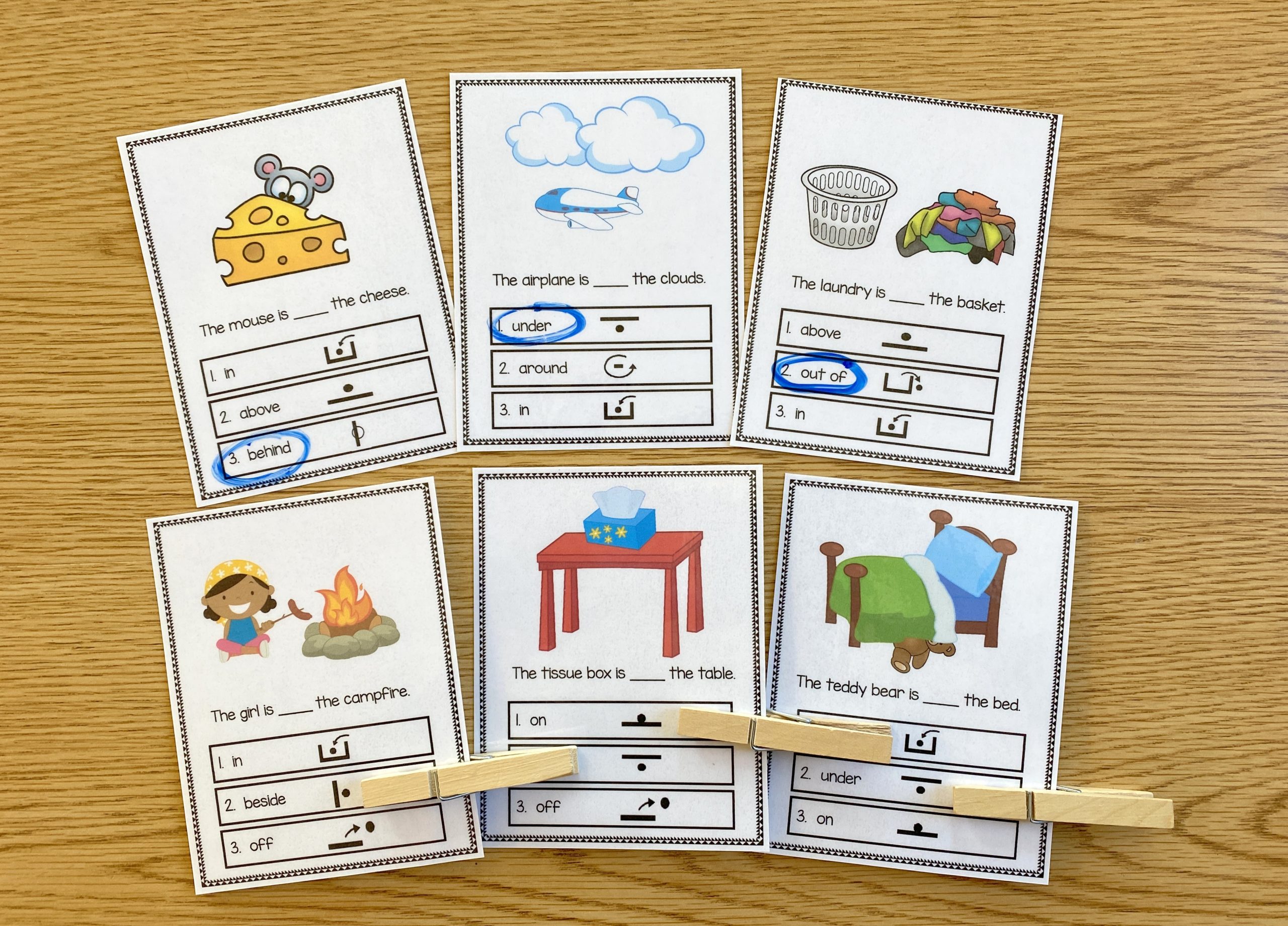 Preposition Boards circle answer