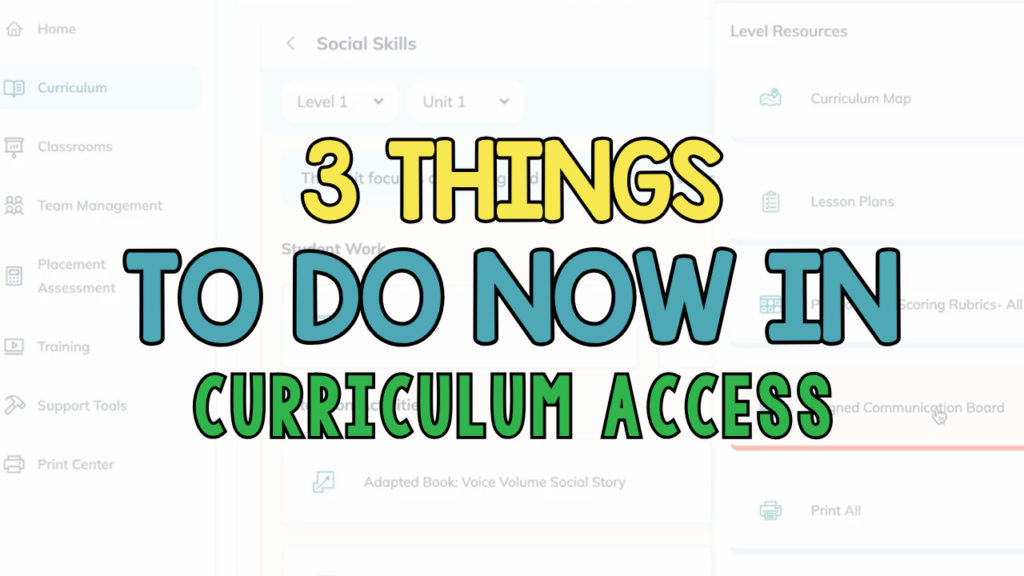 3 Things I Would Do Now in Curriculum Access